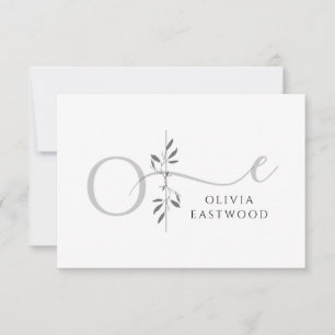 Modernes minimalistisches botanisches Monogramm Mitteilungskarte