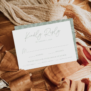 Modernes Minimalistisches Botanisches Salbeigrünes RSVP Karte