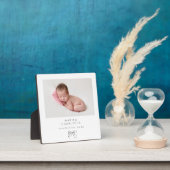 Modernes Minimalistisches Bow Baby Girl Birth Stat Fotoplatte (InSitu)