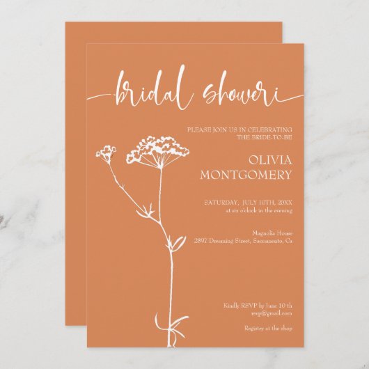 Modernes, Minimalistisches Brautparty Einladung (Vorne/Hinten)