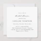 Modernes Minimalistisches Brautparty Weißer Platz Einladung (Vorderseite)