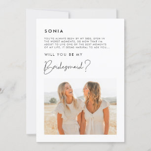 Modernes Minimalistisches Bridesmaid-Foto Einladung