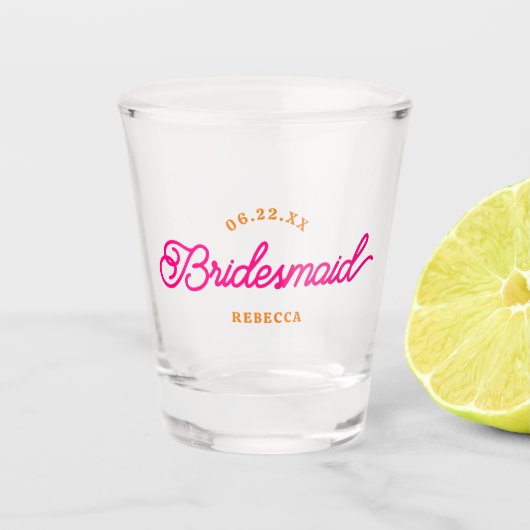 Modernes Minimalistisches Bridesmaid-Shotglas Schnapsglas (Vorderseite)
