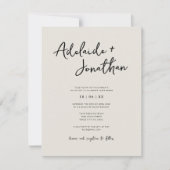 Modernes Minimalistisches Budget Elfenbeinhochzeit Einladung (Vorderseite)