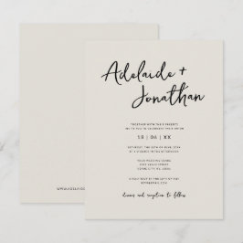 Modernes Minimalistisches Budget Elfenbeinhochzeit Einladung