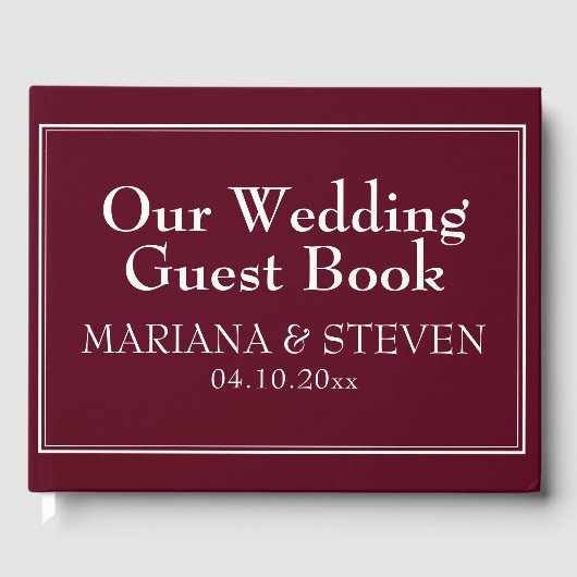 Modernes Minimalistisches Burgund Gästebuch (Vorderseite)