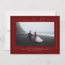 Modernes Minimalistisches Burgundy Rot-Save the Da Save The Date