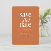 Modernes Minimalistisches Burnt Orange Rost Einfac Save The Date (Stehend Vorderseite)