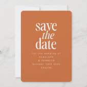 Modernes Minimalistisches Burnt Orange Rost Einfac Save The Date (Vorderseite)