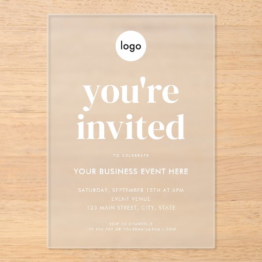 Modernes Minimalistisches Business-Event Acryleinladungen (Vorderseite)