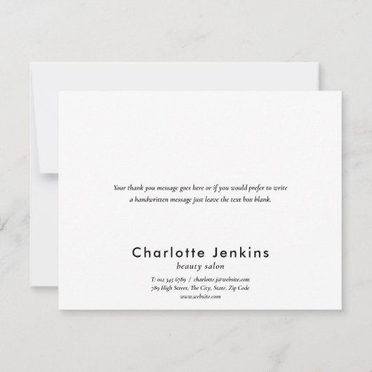 Modernes Minimalistisches Business Schwarz/Weiß Dankeskarte (Rückseite)