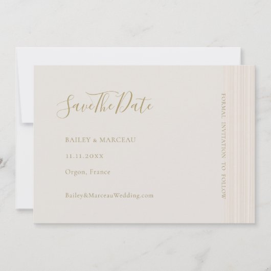 Modernes Minimalistisches Champagner-Gold Save the Einladung (Vorderseite)