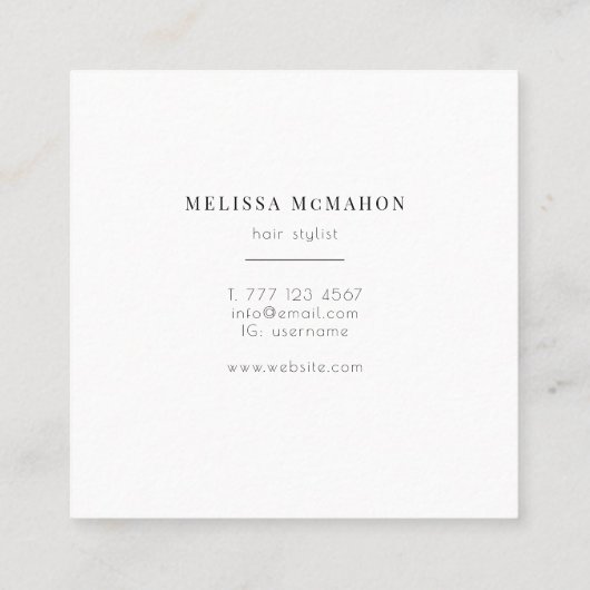 Modernes Minimalistisches Chic Script Trendy Elega Quadratische Visitenkarte (Rückseite)