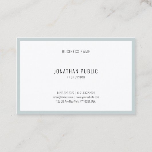 Modernes Minimalistisches, Cooles Blue Green Sleek Visitenkarte (Rückseite)