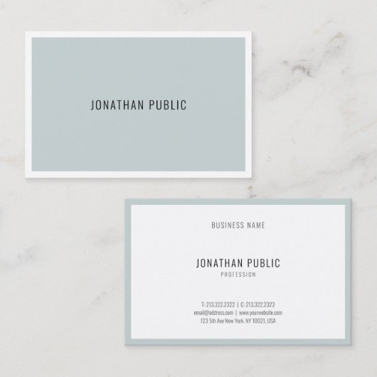 Modernes Minimalistisches, Cooles Blue Green Sleek Visitenkarte (Vorne/Hinten)