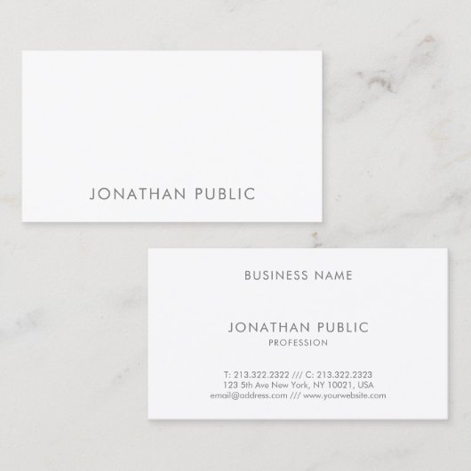 Modernes, Minimalistisches Cooles Sleek Schlicht E Visitenkarte (Vorne/Hinten)