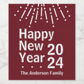 Modernes Minimalistisches Cranberry-Neujahr Weinetikett (Einzelnes Label)