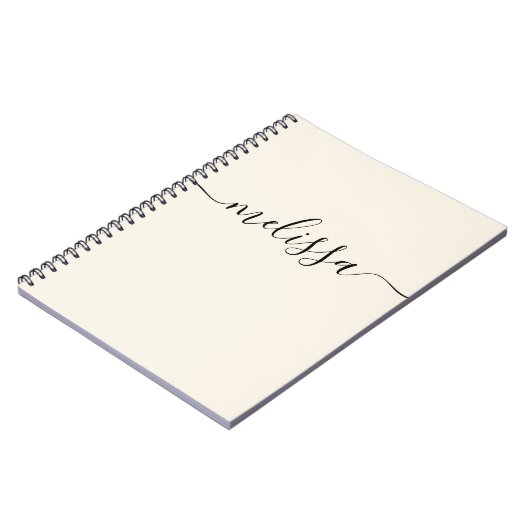 Modernes Minimalistisches Cream-Signature-Skript Notizblock (Linke Seite)