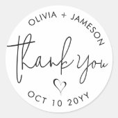 Modernes Minimalistisches Dankeschön an die Herzen Runder Aufkleber (Vorderseite)