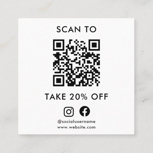 Modernes Minimalistisches Dankeschön an die Sozial Rabattkarte (Rückseite)