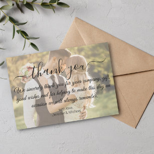 modernes minimalistisches Dankeschön an Ehepaar Fo Mitteilungskarte