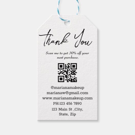 modernes minimalistisches Dankeschön Business-qm-C Geschenkanhänger (Vorderseite)