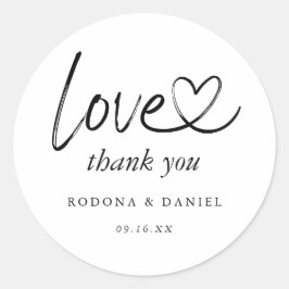 Modernes Minimalistisches Dankeschön für Hochzeit Runder Aufkleber