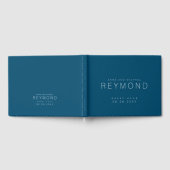 Modernes Minimalistisches Dark Blue Wedding Gästeb Gästebuch (Voll)