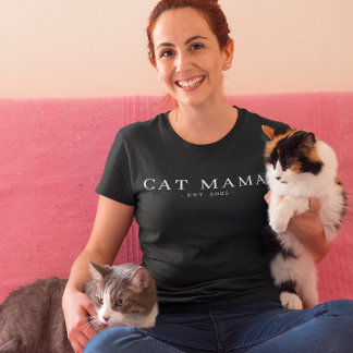 Modernes Minimalistisches Datum der Katze Mama Tri-Blend Shirt