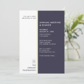 Modernes Minimalistisches Deep Blue Gold Business Einladung (Stehend Vorderseite)