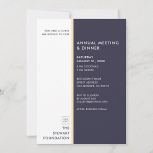 Modernes Minimalistisches Deep Blue Gold Business Einladung