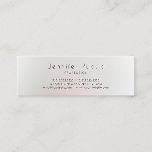 Modernes Minimalistisches Design Beruflich Schlich Mini Visitenkarte (Rückseite)