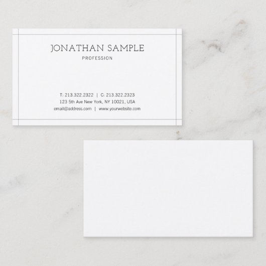 Modernes minimalistisches Design Elegant Beruflich Visitenkarte (Vorne/Hinten)