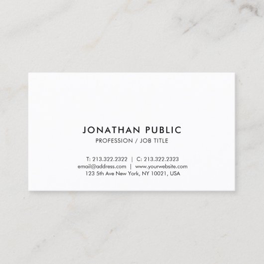 Modernes Minimalistisches Design Elegant Beruflich Visitenkarte (Vorderseite)