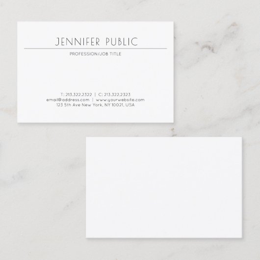 Modernes Minimalistisches Design Elegant Beruflich Visitenkarte (Vorne/Hinten)