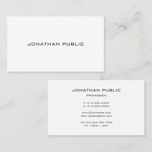 Modernes Minimalistisches Design Elegante Signatur Visitenkarte (Vorne/Hinten)