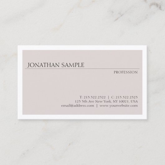 Modernes, Minimalistisches Design Elegante Vorlage Visitenkarte (Vorderseite)