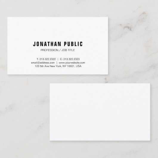 Modernes, Minimalistisches Design Elegante Vorlage Visitenkarte (Vorne/Hinten)