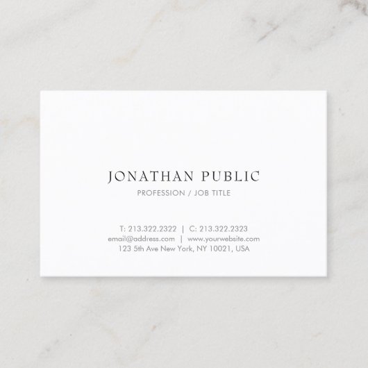 Modernes Minimalistisches Design Eleganter Berufli Visitenkarte (Vorderseite)