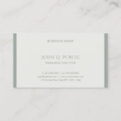 Modernes Minimalistisches Design Grün Schlicht Aus Visitenkarte (Rückseite)