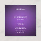 Modernes Minimalistisches Design Lila Vorlage Quadratische Visitenkarte (Rückseite)