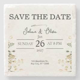 Modernes Minimalistisches Design Save the Date Steinuntersetzer