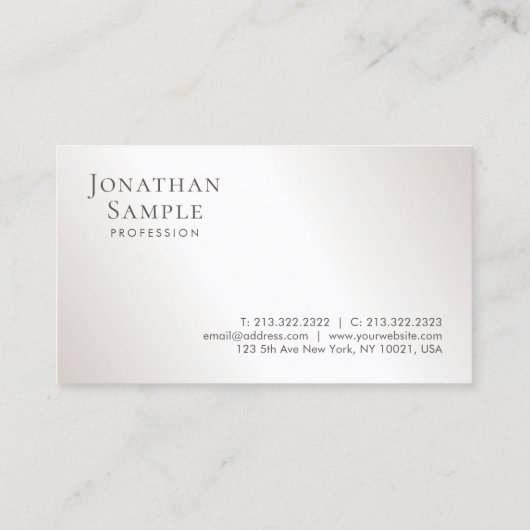 Modernes, Minimalistisches Design Silver Look Temp Visitenkarte (Rückseite)