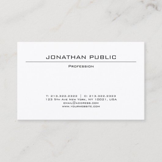 Modernes Minimalistisches Design Trendy Schlicht E Visitenkarte (Vorderseite)