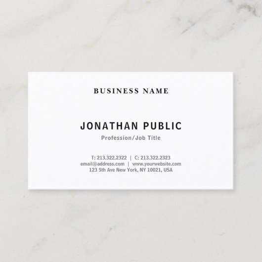 Modernes, Minimalistisches Design Visitenkarte (Vorderseite)