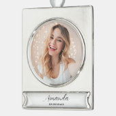 Modernes Minimalistisches Drehbuch Bachelorette Br Banner-Ornament Silber (Links)