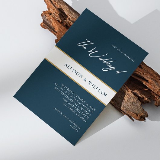 Modernes Minimalistisches Drehbuch: Emerald Blue W Einladung