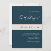 Modernes Minimalistisches Drehbuch: Emerald Blue W Einladung (Vorderseite)