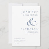 Modernes, Minimalistisches Dusty Blue Ampersand Fo Save The Date (Vorderseite)