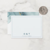 Modernes Minimalistisches Dusty Blue Gold Couple M Mitteilungskarte (Vorderseite/Rückseite Beispiel)